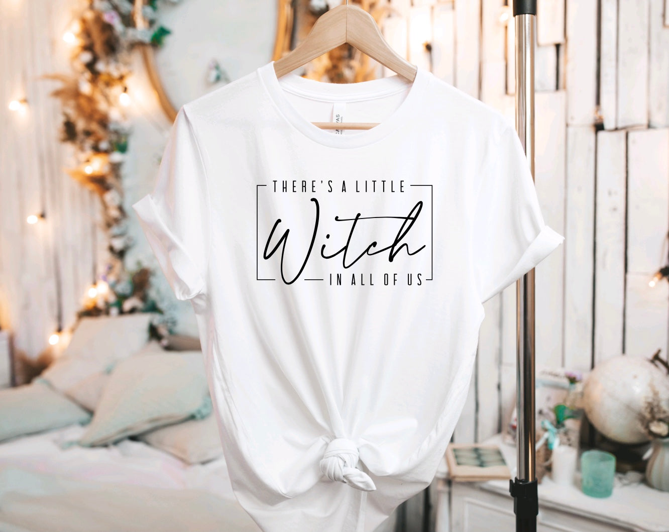 There's A Little Witch In All Of Us White Crew Neck T-shirt