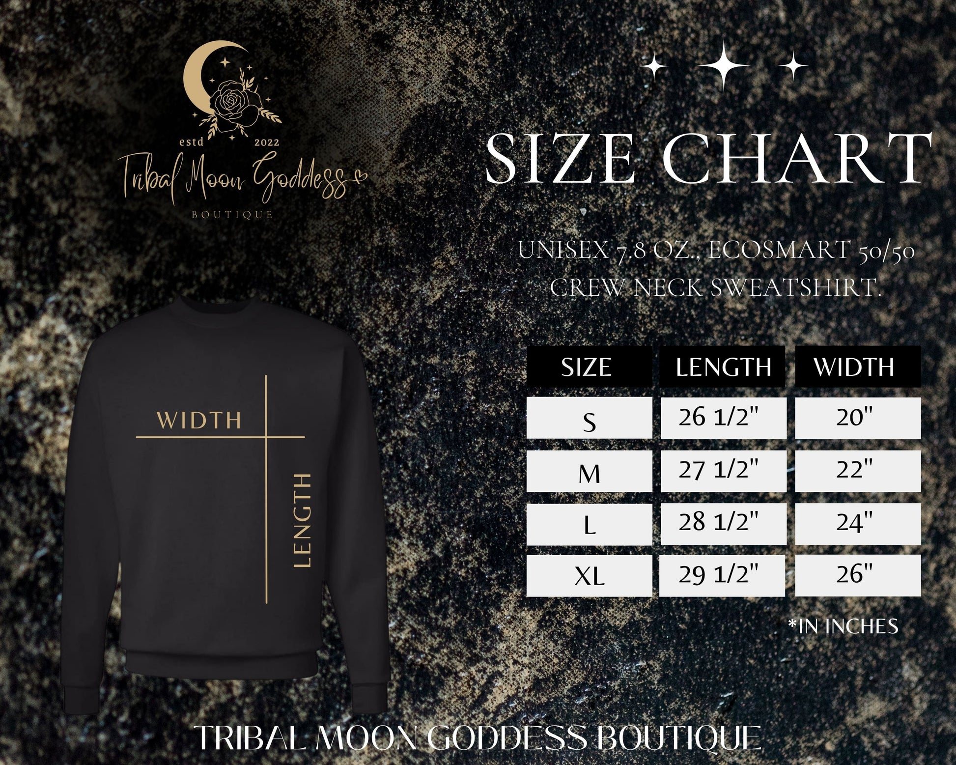 Women's Bad Witch Vibes Black Crewneck Sweater Size Guide