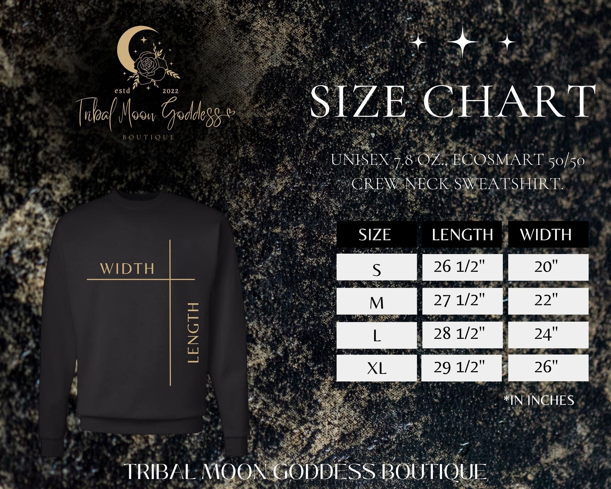There's a Little Witch in All Of Us Black Crewneck Sweater Size Guide