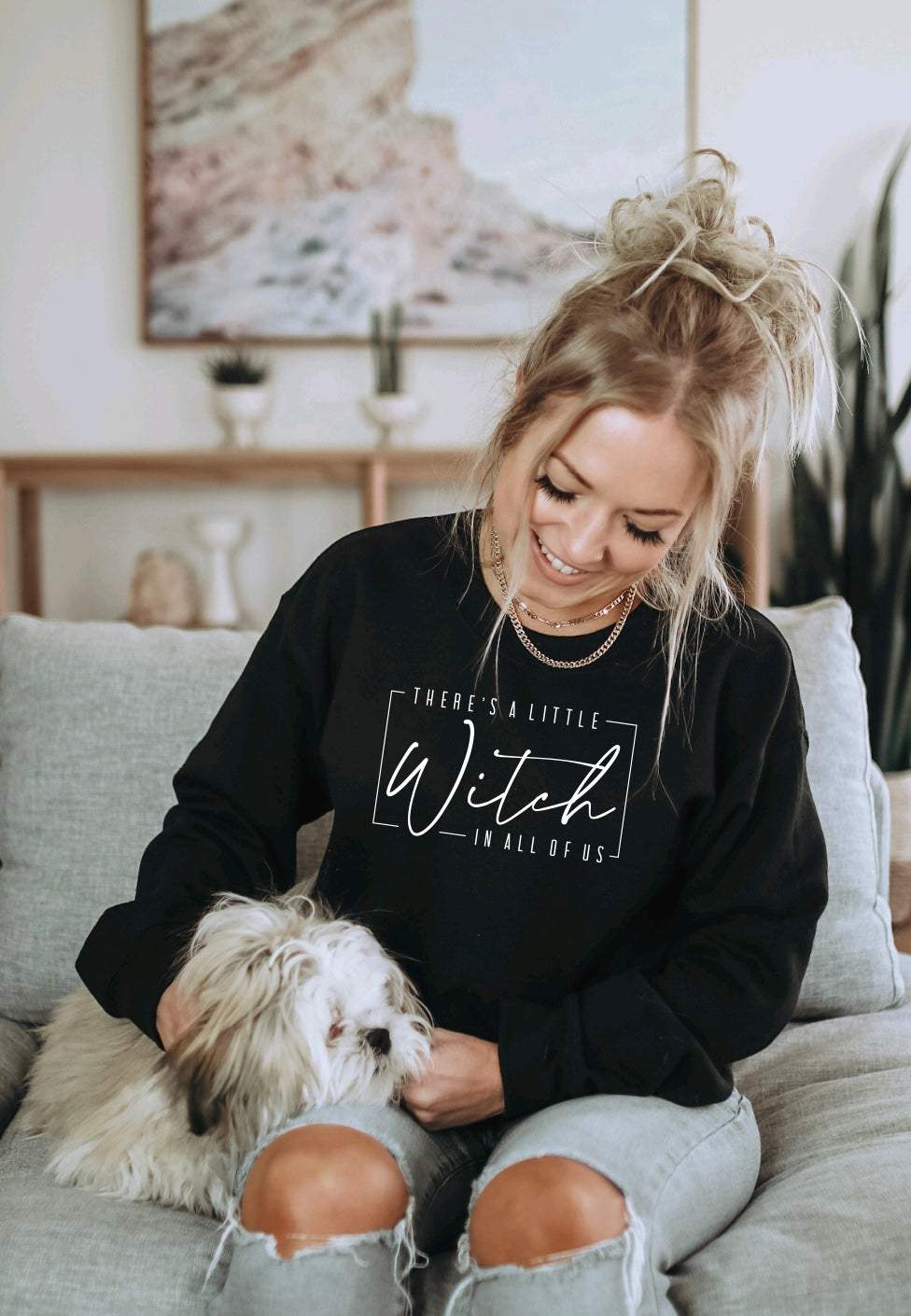 There's a Little Witch in All Of Us Black Crewneck Sweater