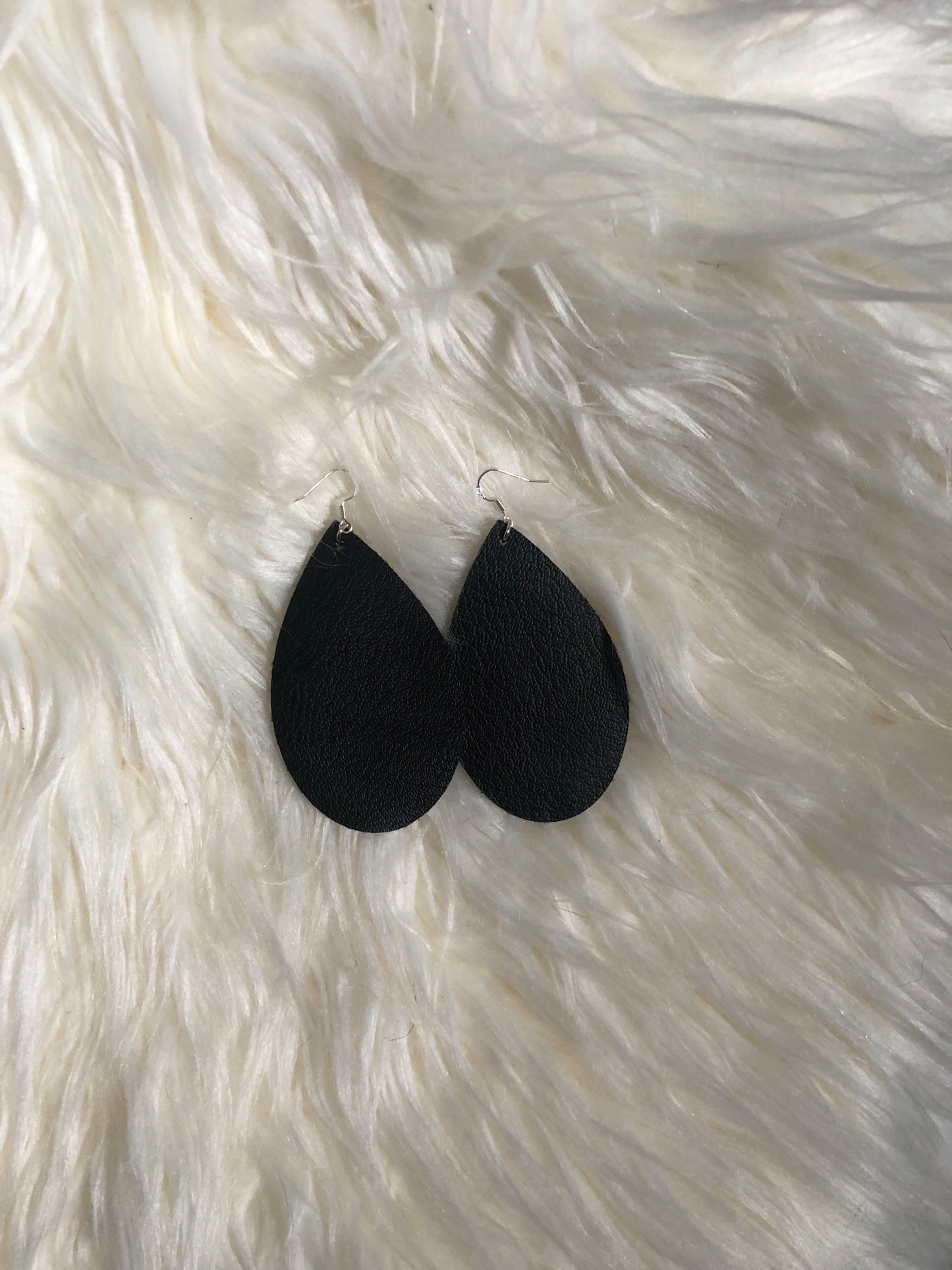 Black Minimalist Faux Leather Earrings