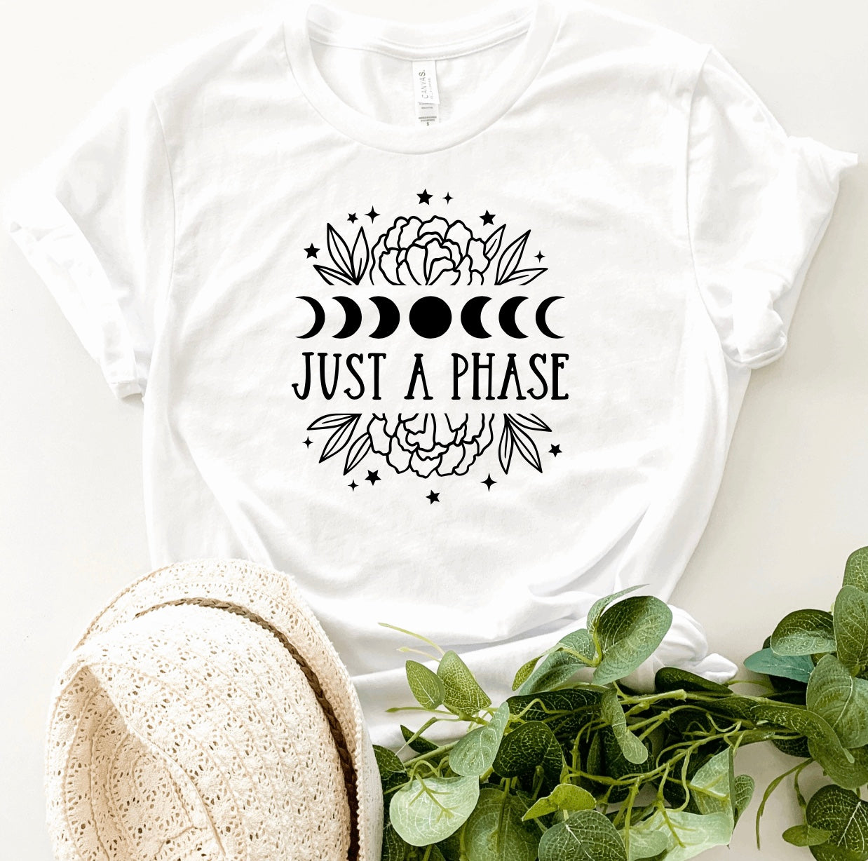 Just A Phase White Crew Neck T-shirt